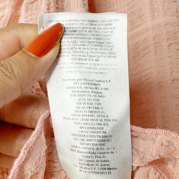 Guess Smicked Cinched Peplum Blush Pink Blouse size Medium - Picture 8 of 9